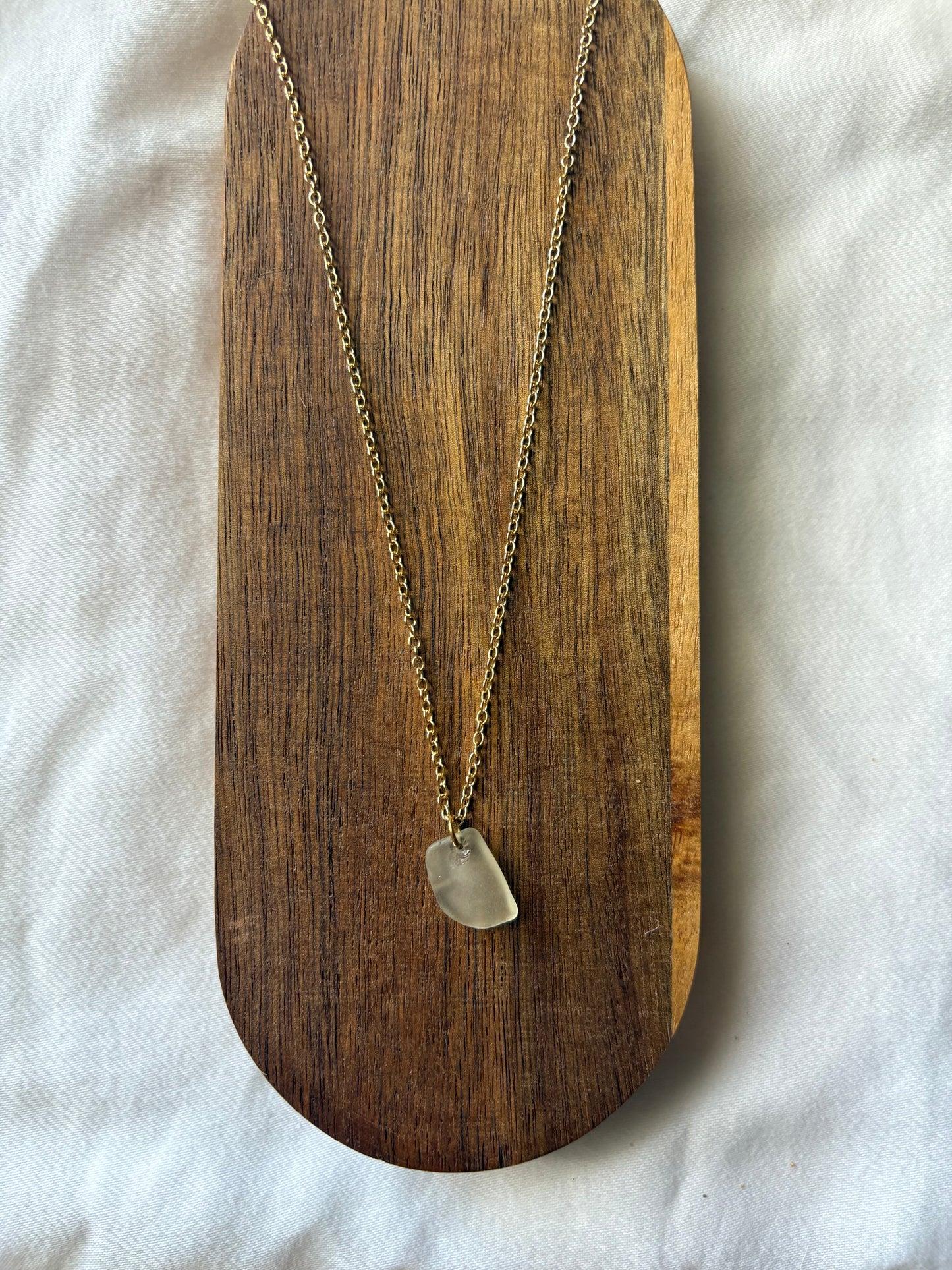clear sea glass necklace
