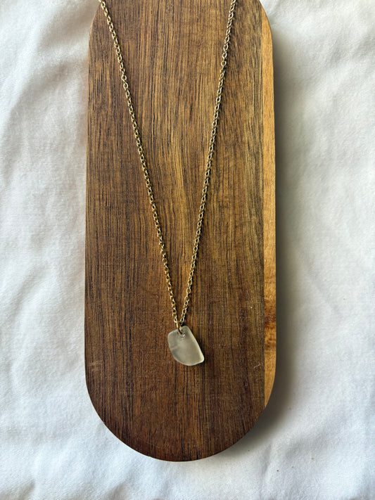 clear sea glass necklace